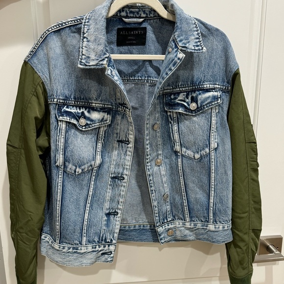 AllSaints Frankie Denim Bomber Jacket - Picture 3 of 9